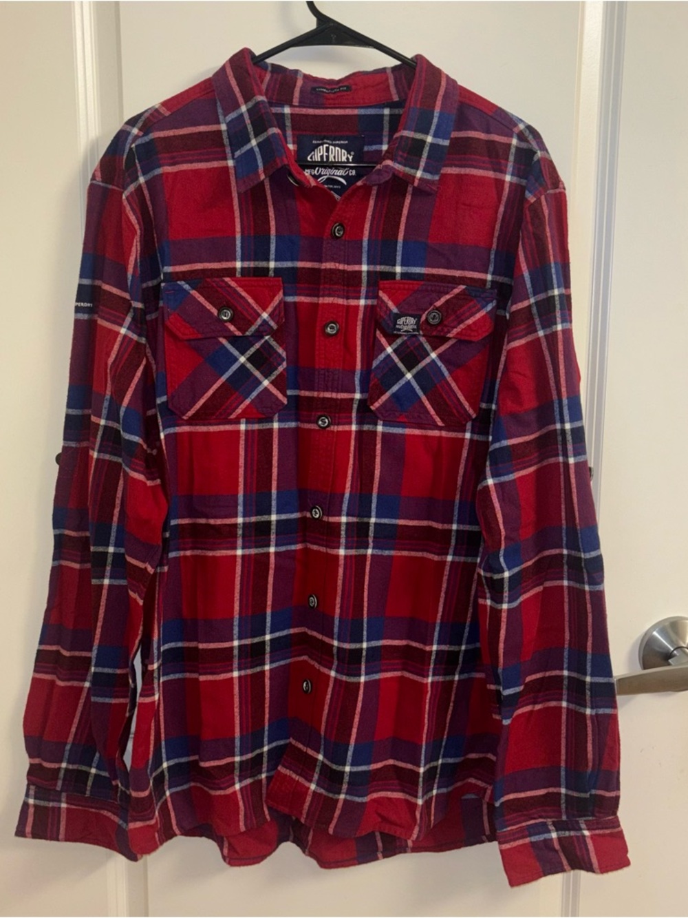 Superdry Red and Blue Plaid Button-Down Shirt